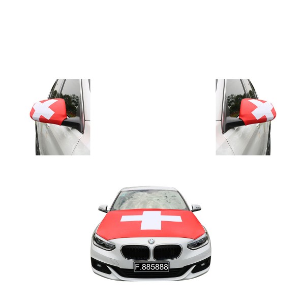Fanset Auto EM &quot;Schweiz&quot; Switzerland Fußball Motorhaube Außenspiegel Flagge