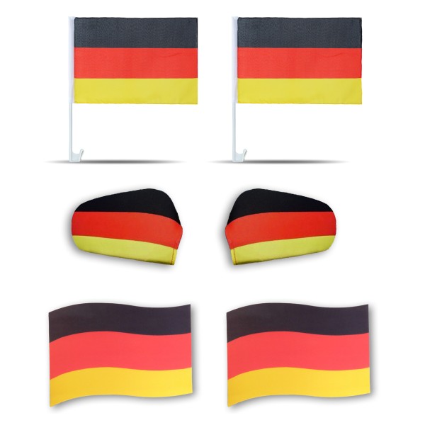 Fanpaket fürs Auto EM &quot;Deutschland&quot; Germany Fußball 3D Magnet Außenspiegel Flaggen