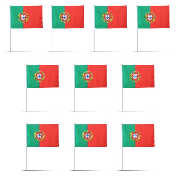 10er Set Fahne Flagge Winkfahne &quot;Portugal&quot; Handfahne EM WM