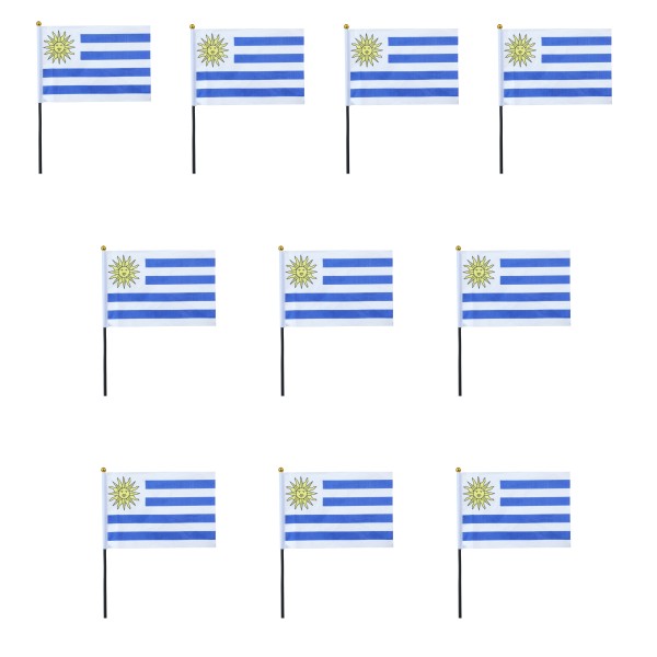 Mini Handfahnen 10 Stück Set &quot;Uruguay&quot; EM WM Flaggen Fanartikel