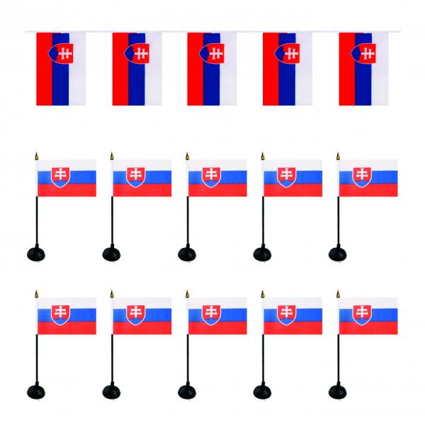 FANSET EM Fußball &quot;Slowakei&quot; Girlande Handflaggen Tischhalter
