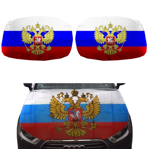 Fanset Auto EM &quot;Russland&quot; Russia Fußball Motorhaube Außenspiegel Flagge