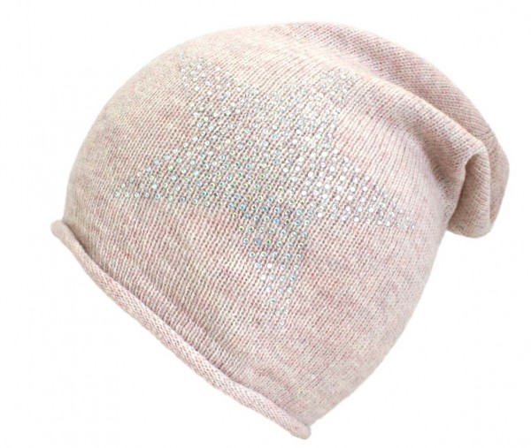 Knit Beanie &quot;Prisma&quot; Star Rhinestones Wool Knitbeanie Premium