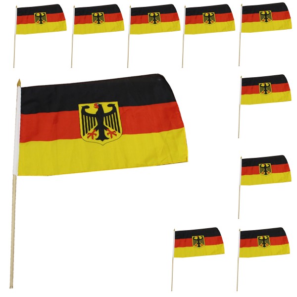 10er Set Fahne Flagge Winkfahne &quot;Deutschland Adler&quot; Germany Eagle Handfahne EM WM