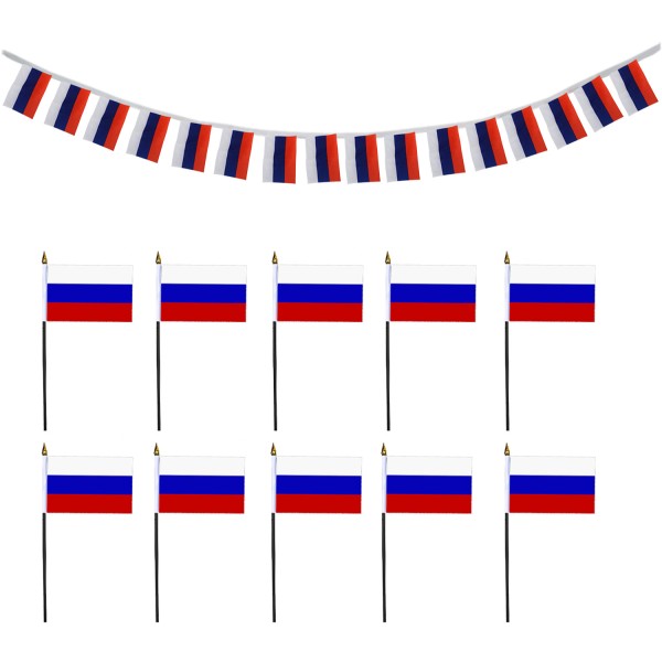 FANSET EM Fußball &quot;Russland&quot; Russia Girlande 10x Handflaggen