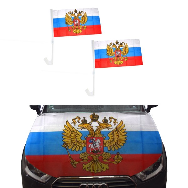 Fan-Package &quot;Car&quot; Worldcup Countries Football Flags Magnet Mirror Bonnet