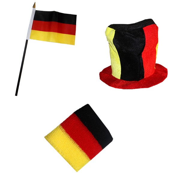 FANSET EM Fußball &quot;Deutschland&quot; Germany Zylinder Hut Schweißband Mini Flagge