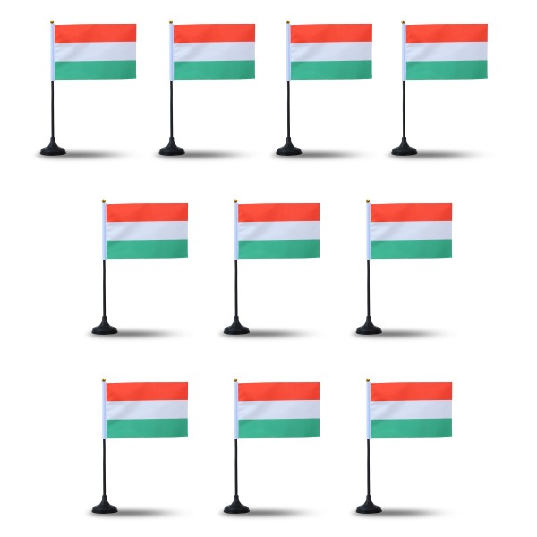 Mini Handfahnen mit Tischständer Fuß 10 Stück Set &quot;Ungarn&quot; Hungary EM WM Flaggen Fanartikel