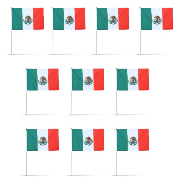 10er Set Fahne Flagge Winkfahne &quot;Mexiko&quot; Mexico Handfahne EM WM