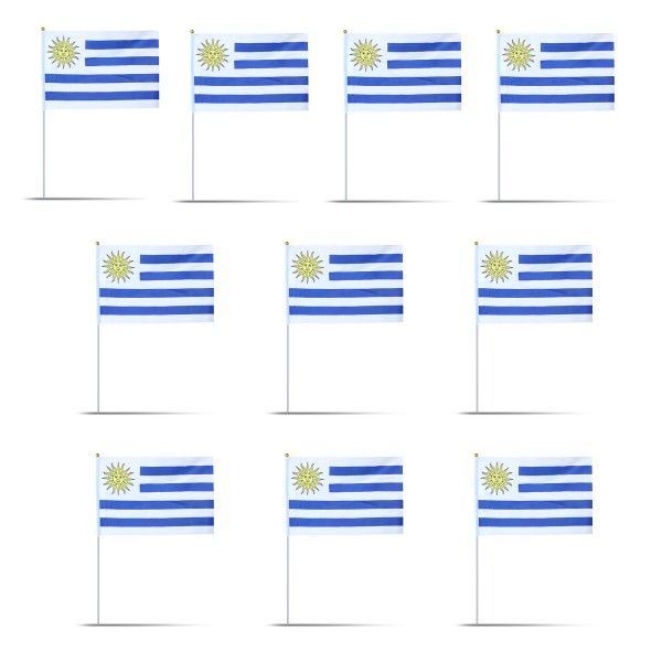 10er Set Fahne Flagge Winkfahne &quot;Uruguay&quot; Handfahne EM WM