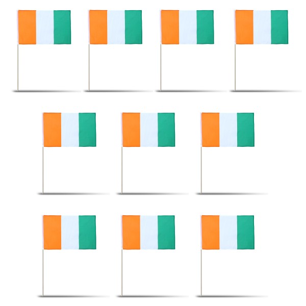 10er Set Fahne Flagge Winkfahne &quot;Elfenbeinküste&quot; Ivory Coast Handfahne EM WM