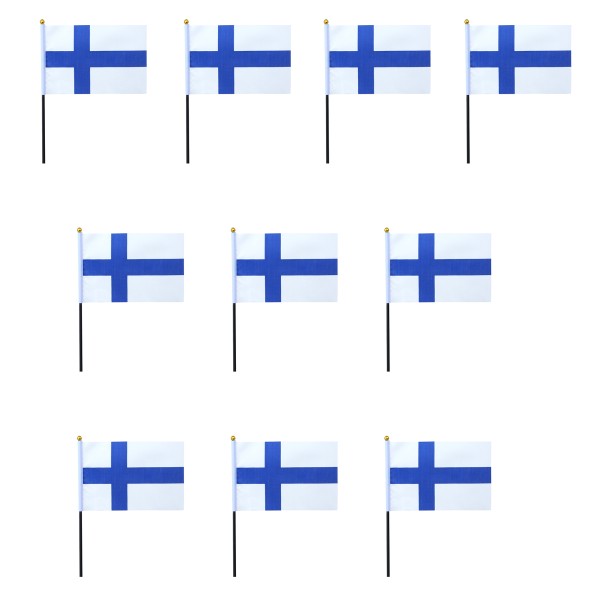 Mini Handfahnen 10 Stück Set &quot;Finnland&quot; Finland EM WM Flaggen Fanartikel
