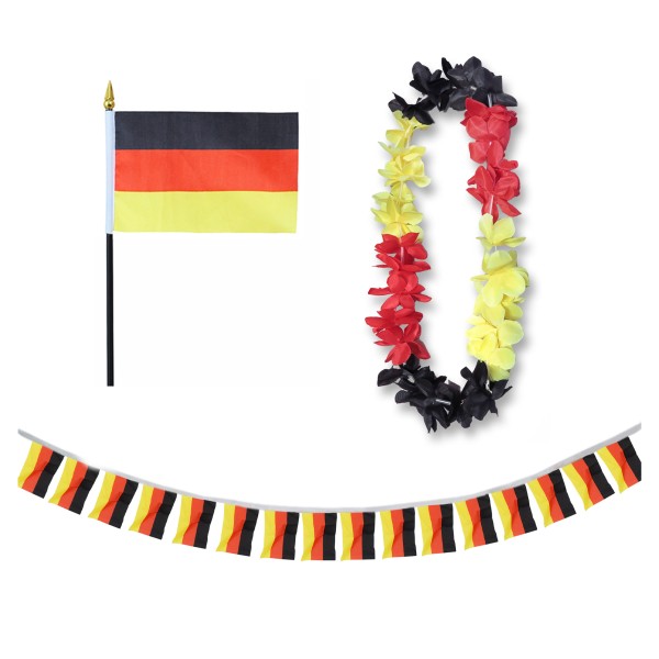 FANSET EM Fußball &quot;Deutschland&quot; Germany Girlande Mini Hand Flagge Hawaiikette