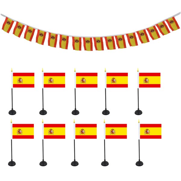 FANSET EM Fußball &quot;Spanien&quot; Spain Girlande Handflaggen Tischhalter