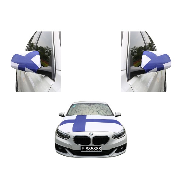Fanset Auto EM &quot;Finnland&quot; Fußball Motorhaube Außenspiegel Flagge