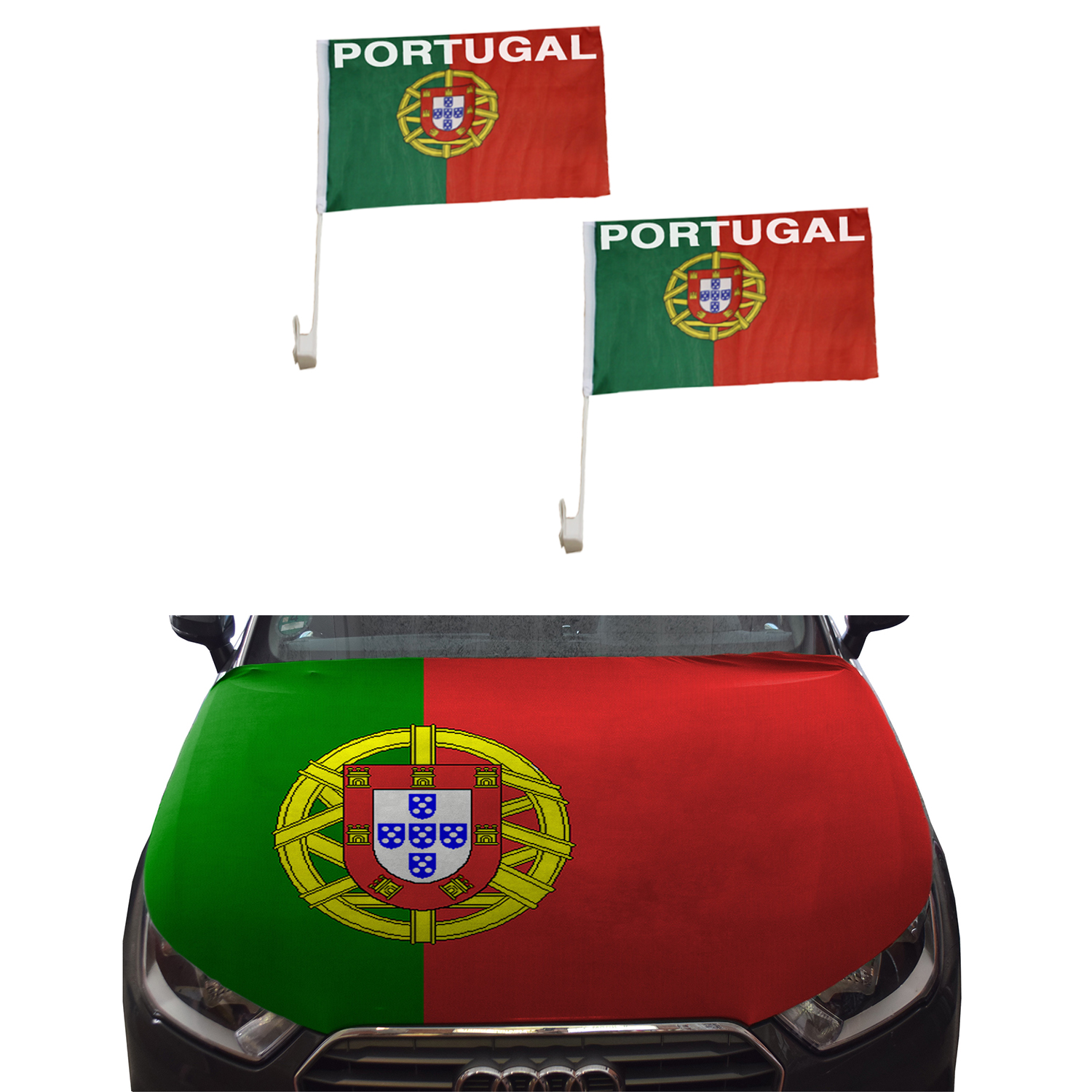 4tlg EM Fanpaket Portugal FP-21 Fan-Artikel Fussball Set Länder Flagge Caxirola 
