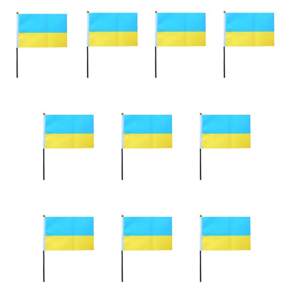 Mini Handfahnen 10 Stück Set &quot;Ukraine&quot; EM WM Flaggen Fanartikel