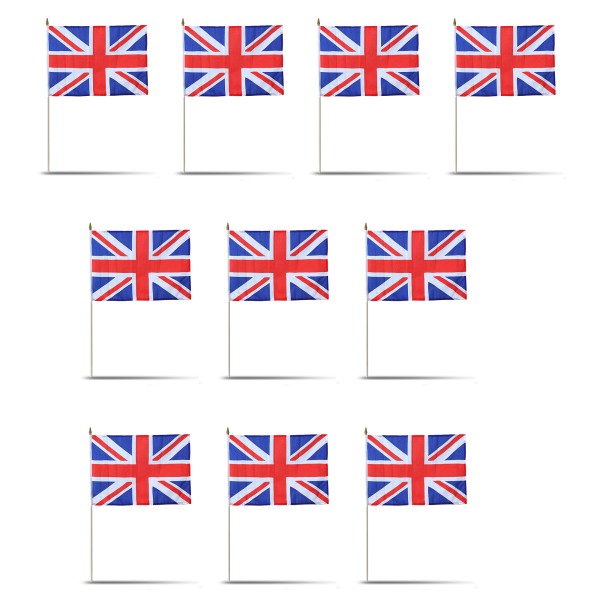10er Set Fahne Flagge Winkfahne &quot;Grossbritannien&quot; GB UK Handfahne EM WM-Copy