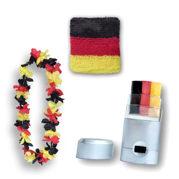 Fan-Paket Girls EM &quot;Deutschland&quot; Germany Fußball Hawaiikette Schminke Schweißband
