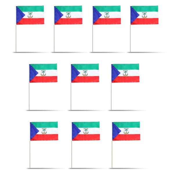 10er Set Fahne Flagge Winkfahne &quot;Äquatorial Guinea&quot; Handfahne EM WM