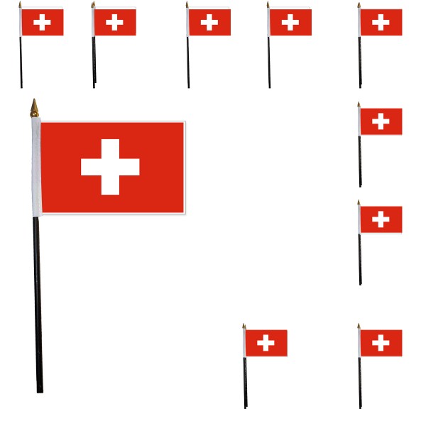 Mini Handfahnen 10 Stück Set &quot;Schweiz&quot; Switzerland EM WM Flaggen Fanartikel